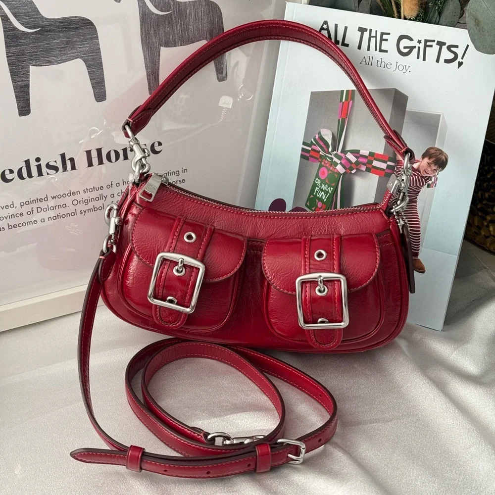 Coach Ashton Bag Crossbody In Leather/Silver/Dark Cardinal Red CBJ01